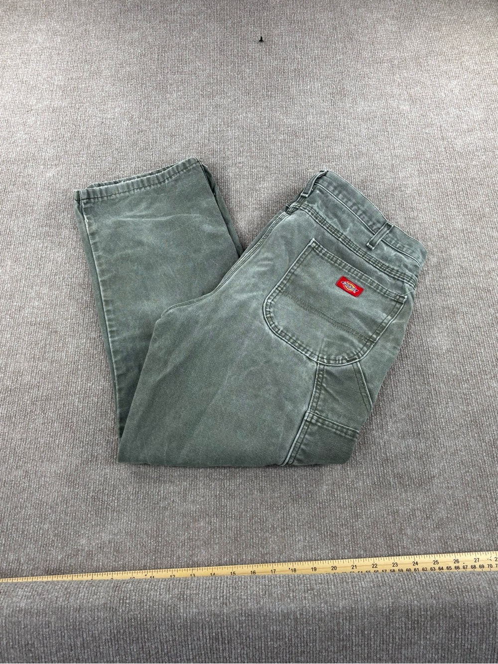 VTG Dickies Carpenter Pants Men 36x30 Olive Green Cotton Canvas Utility Workwear